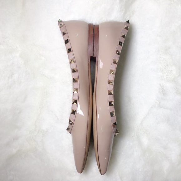 ❤️SOLD❤️Valentino rockstud balle flats nude 37.5 - Picture 2 of 9